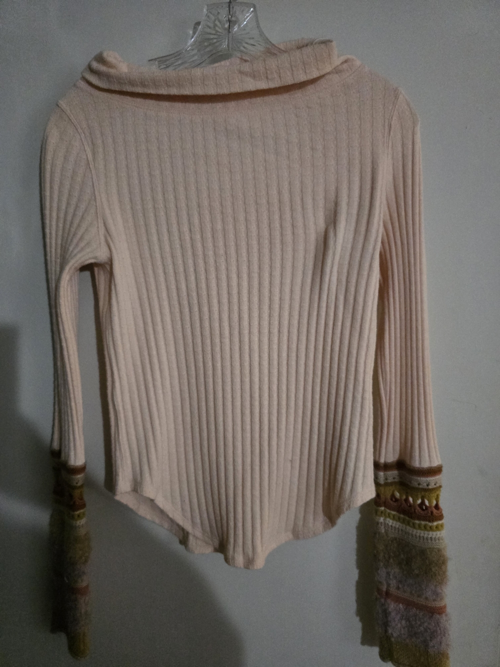 Free People Ribbed Boatneck Top in Light Peach